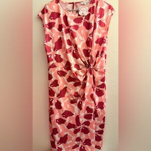 Elegant Pink and Red Floral Dress
